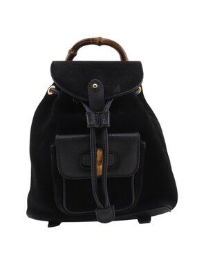 Gucci Bamboo Vintage Suede Black Backpack